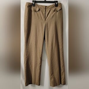 Ann Taylor Tan Dress Pants Curvy Fit Wide-Leg Pinstripe Size 12